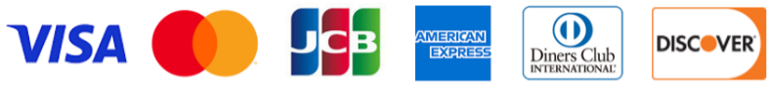 VISA、MasterCard、JCB、AMEX、Diners Club、Discover